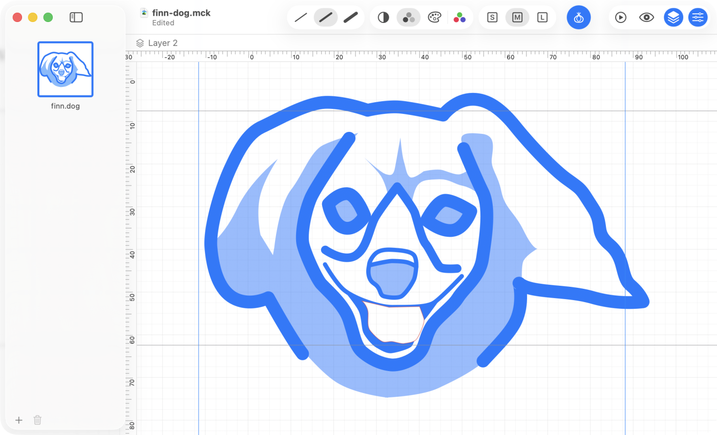 A more involved symbol of a dog’s face in McKinley, drawn with strokes and fills.